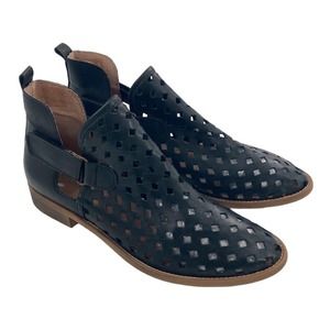 Musse & Cloud Women's Black Leather Calia Western Bootie Cutout Size 8